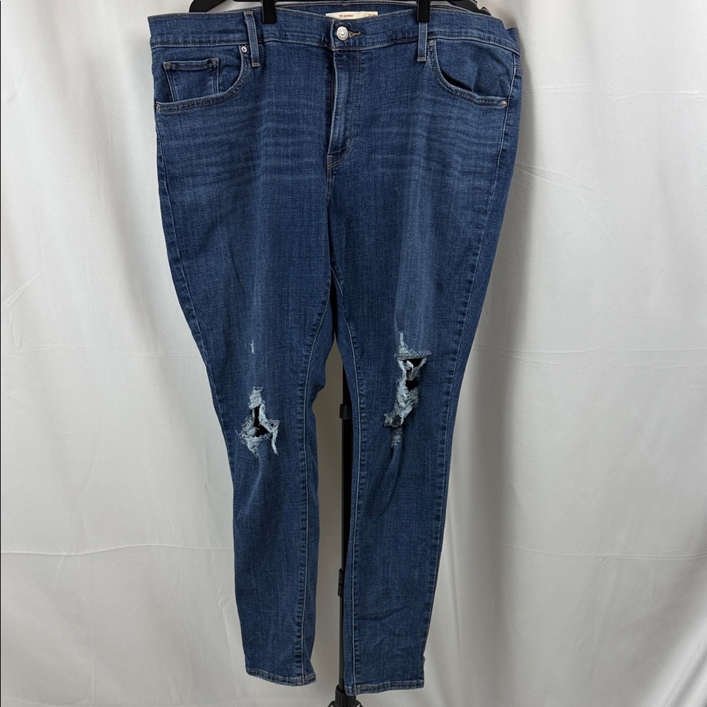 Levi's Dark Blue Ripped Boyfriend Jeans